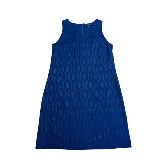 Banana Republic Sleeveless Diamond Jacquard Shift Dress Deep Sea Blue - Size 4 - Picture 1 of 11